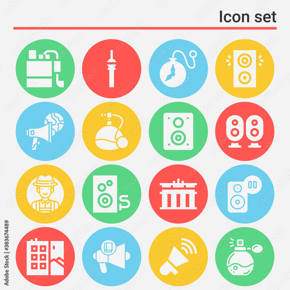 16 pack of cologne  filled web icons set