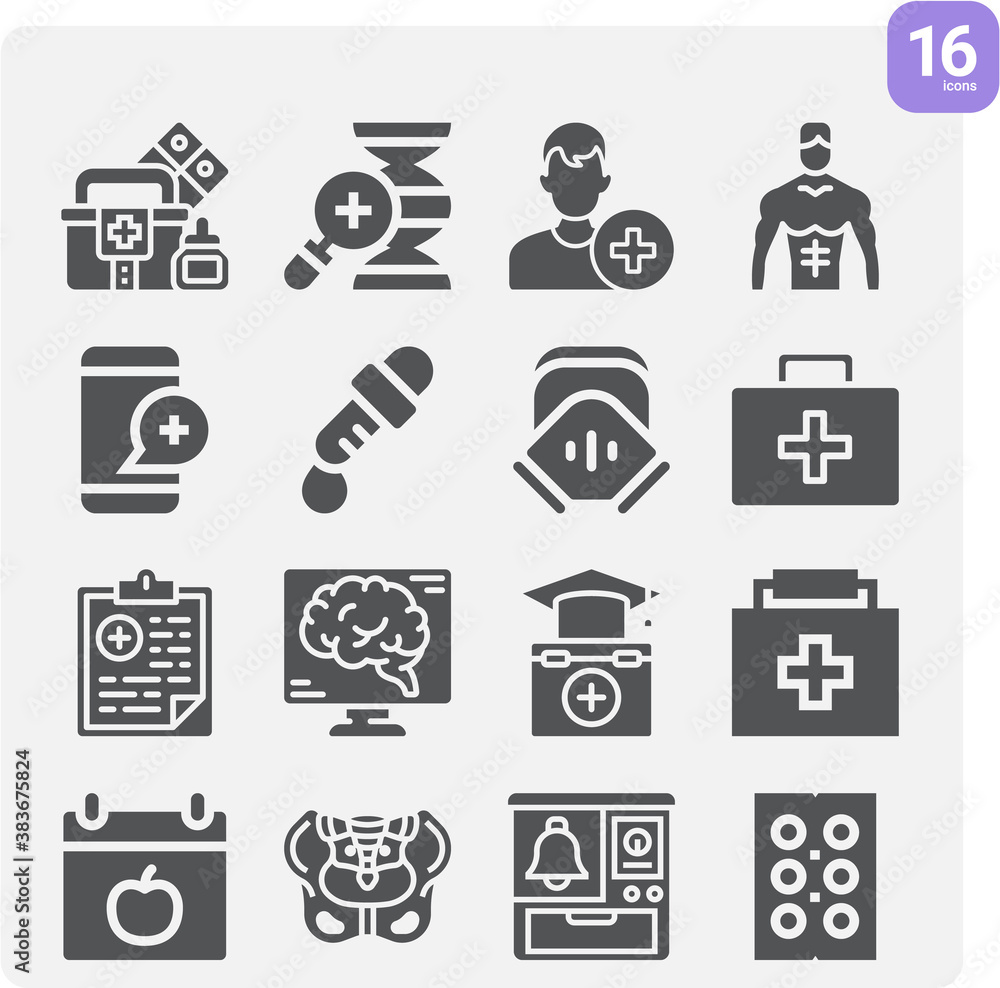 Simple set of doctors related filled icons. Simple set of doctors related filled icons.