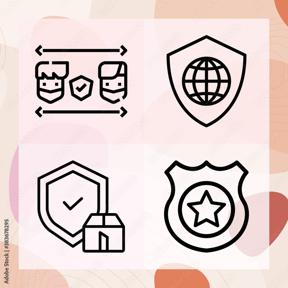 Fototapeta premium Simple set of protective covering related lineal icons