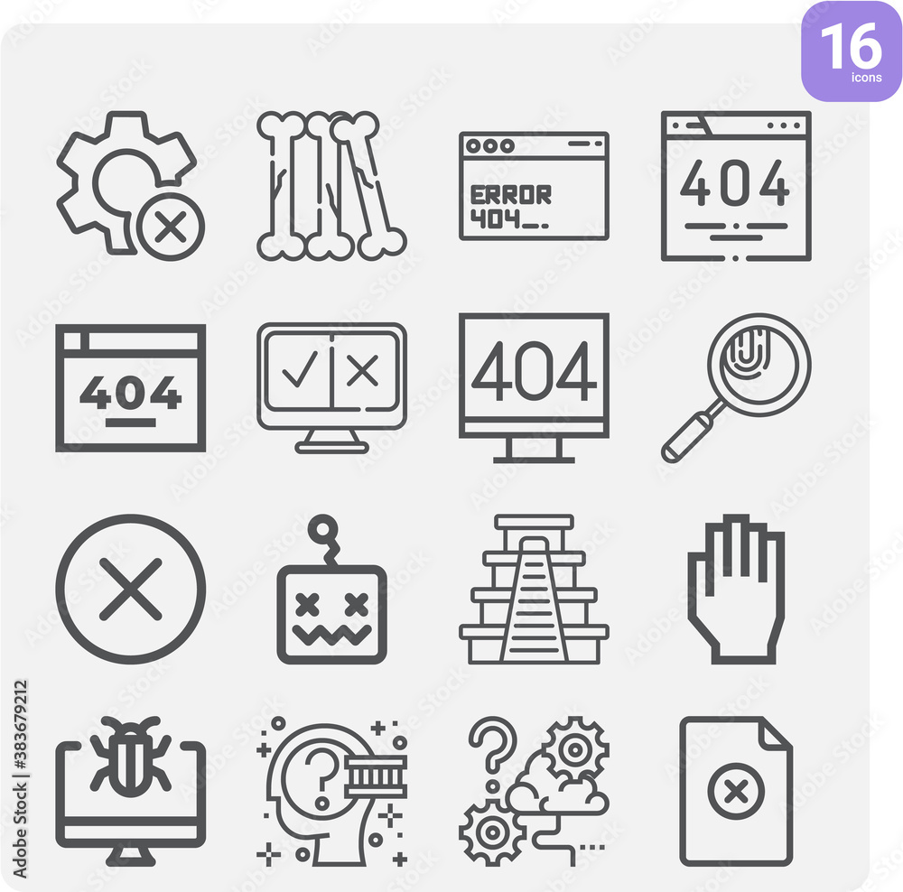 Simple set of mistake related lineal icons. Simple set of mistake related lineal icons.