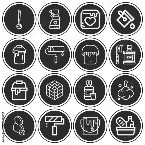 16 pack of bucket  lineal web icons set