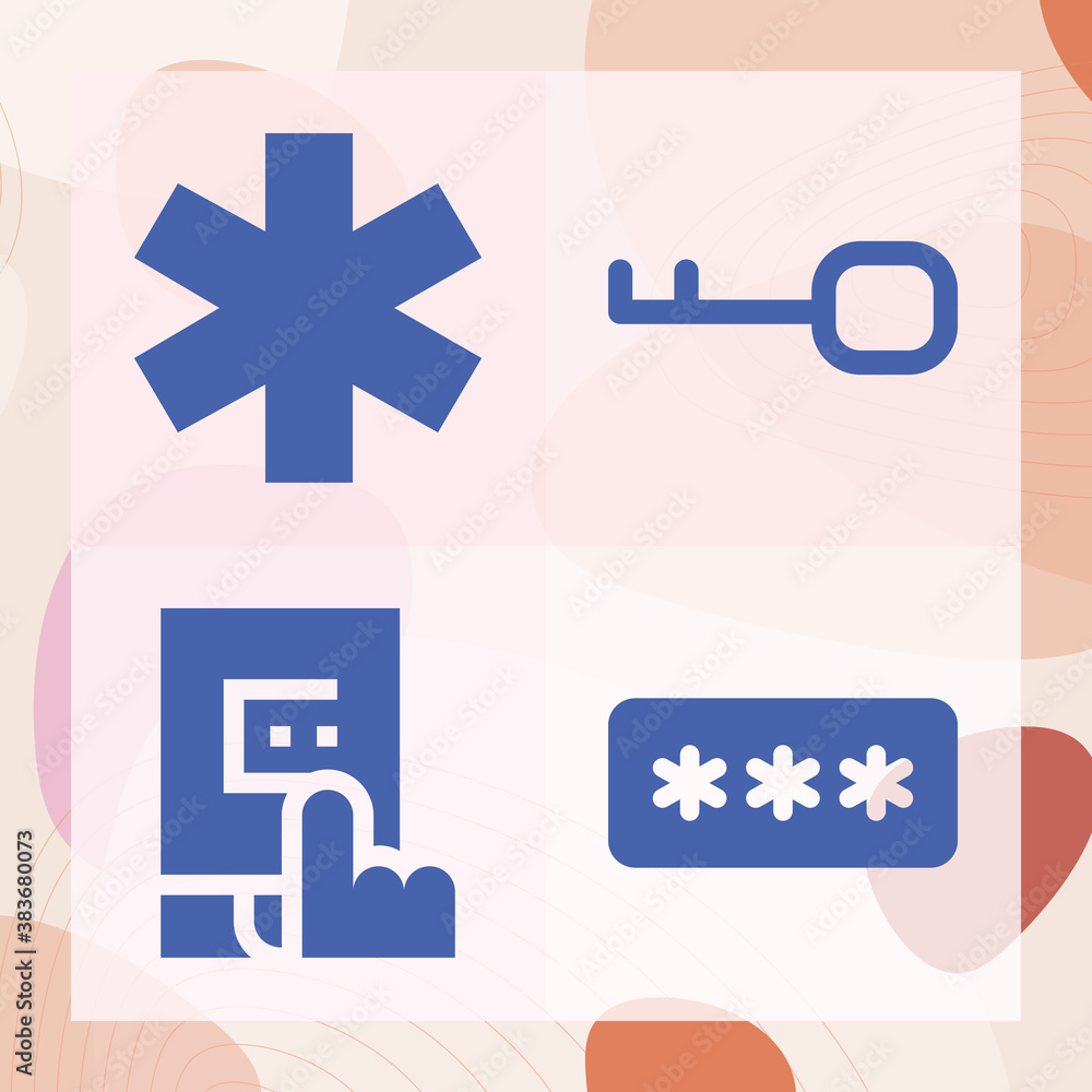 Simple set of passkey related filled icons Simple set of passkey related filled icons