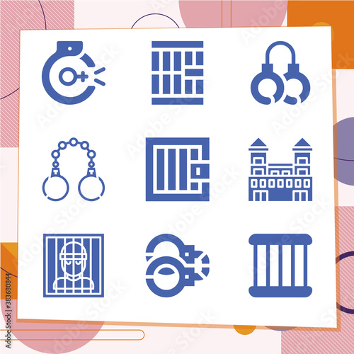Simple set of 9 icons related to holding cell