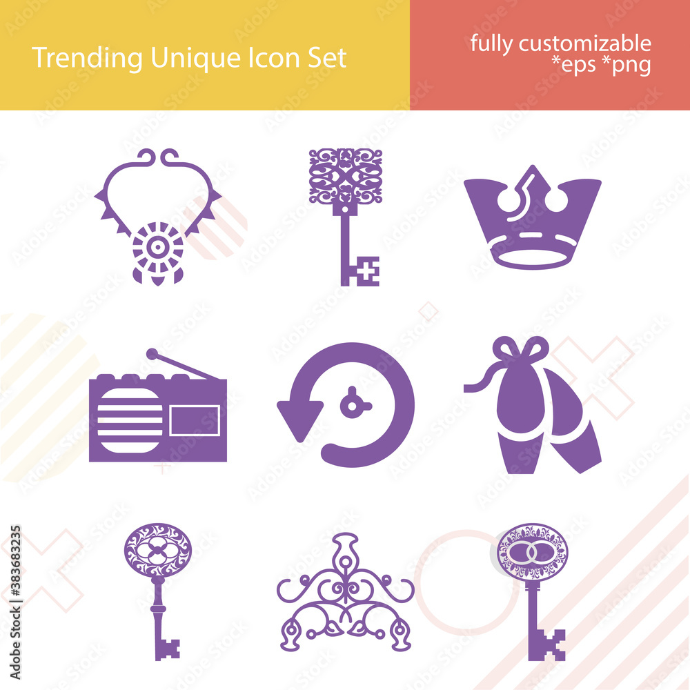 Fototapeta premium Simple set of antiquity related filled icons.