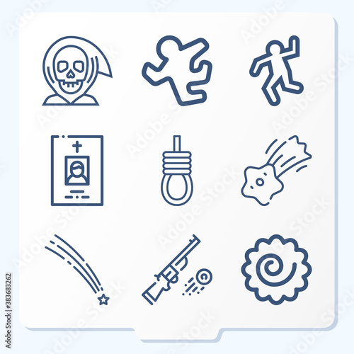 Simple set of 9 icons related to killing