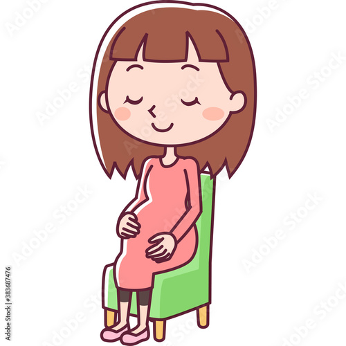 椅子に座って休む妊婦