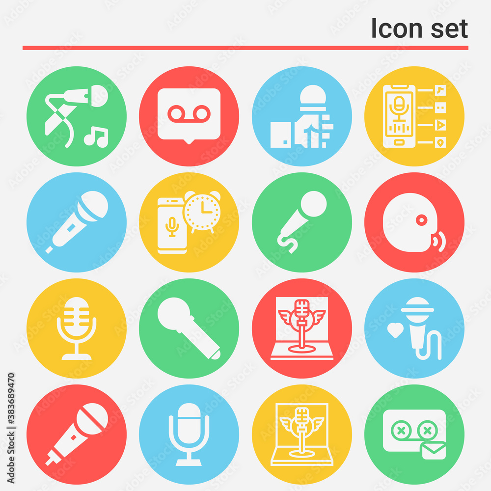 16 pack of vocal  filled web icons set