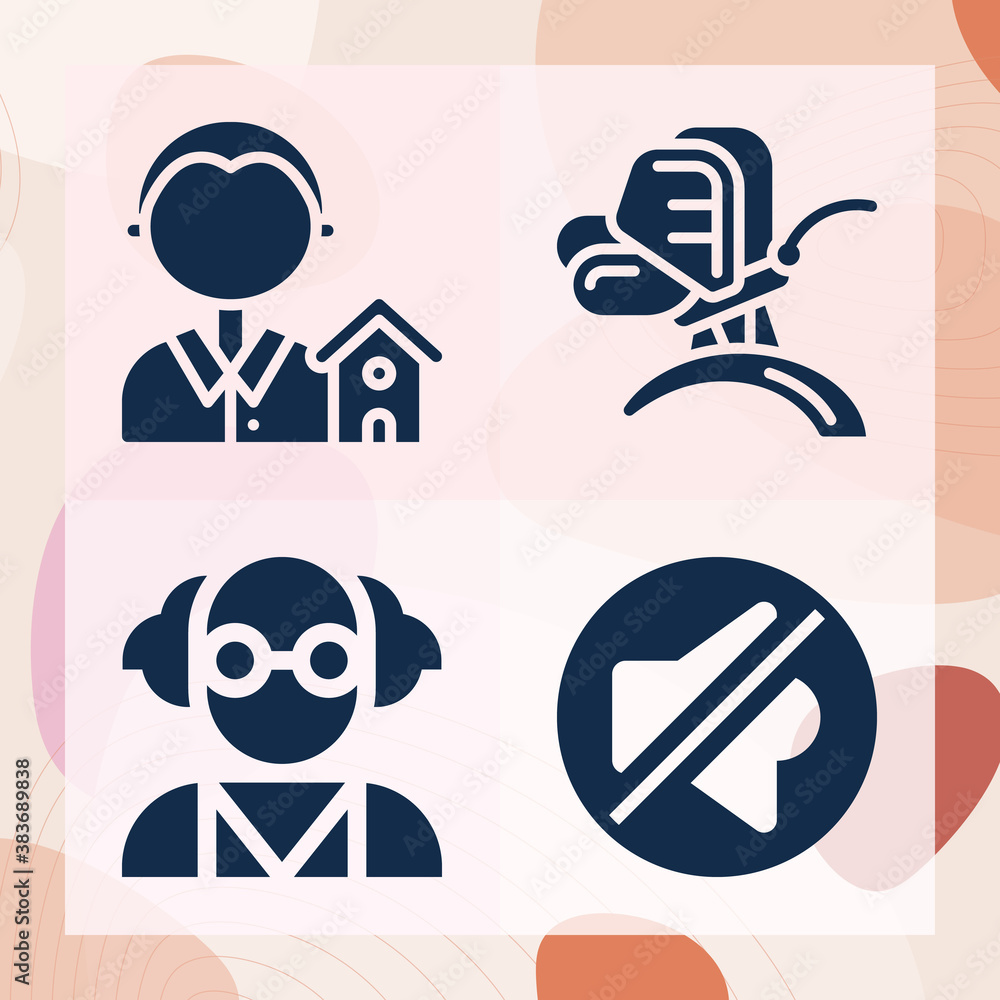 Simple set of attractive related filled icons Simple set of attractive related filled icons