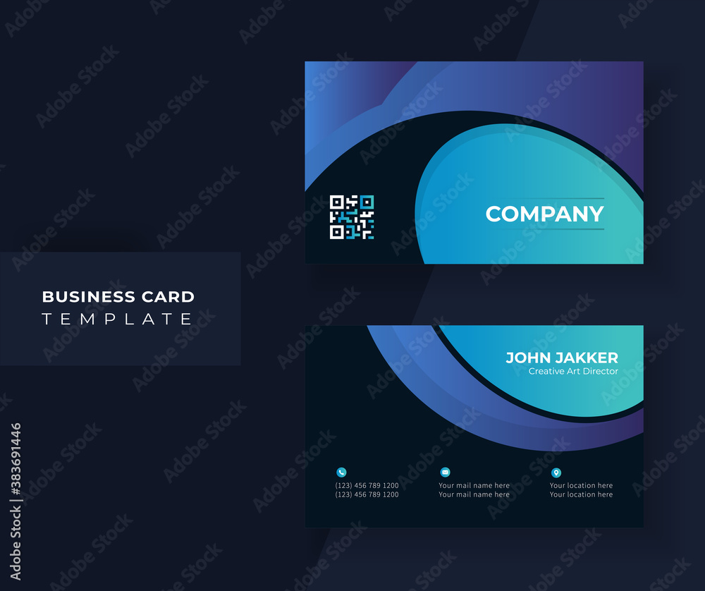 Abstract Shape Business card template.Gradient Color. Abstract Shape Business card template.Gradient Color.