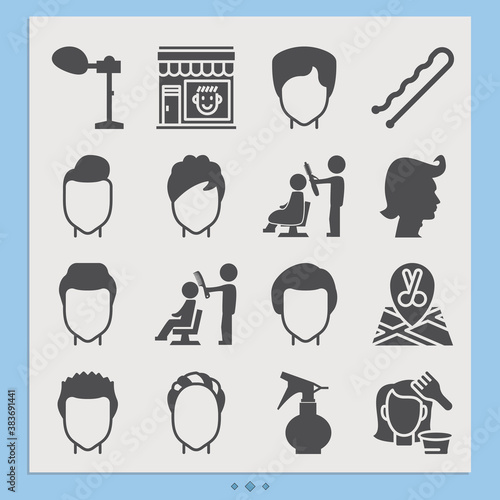 Simple set of salon related filled icons.