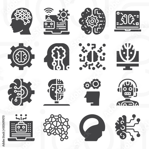 16 pack of information gathering  filled web icons set
