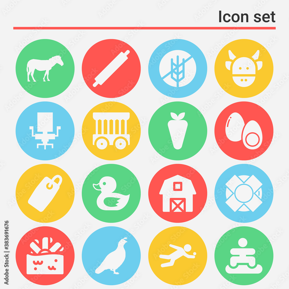 Fototapeta premium 16 pack of farm filled web icons set