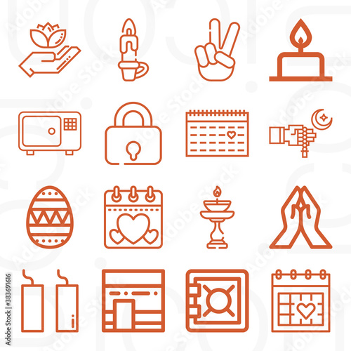 16 pack of peace  lineal web icons set