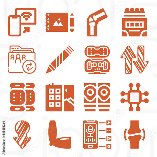 16 pack of articulation  filled web icons set