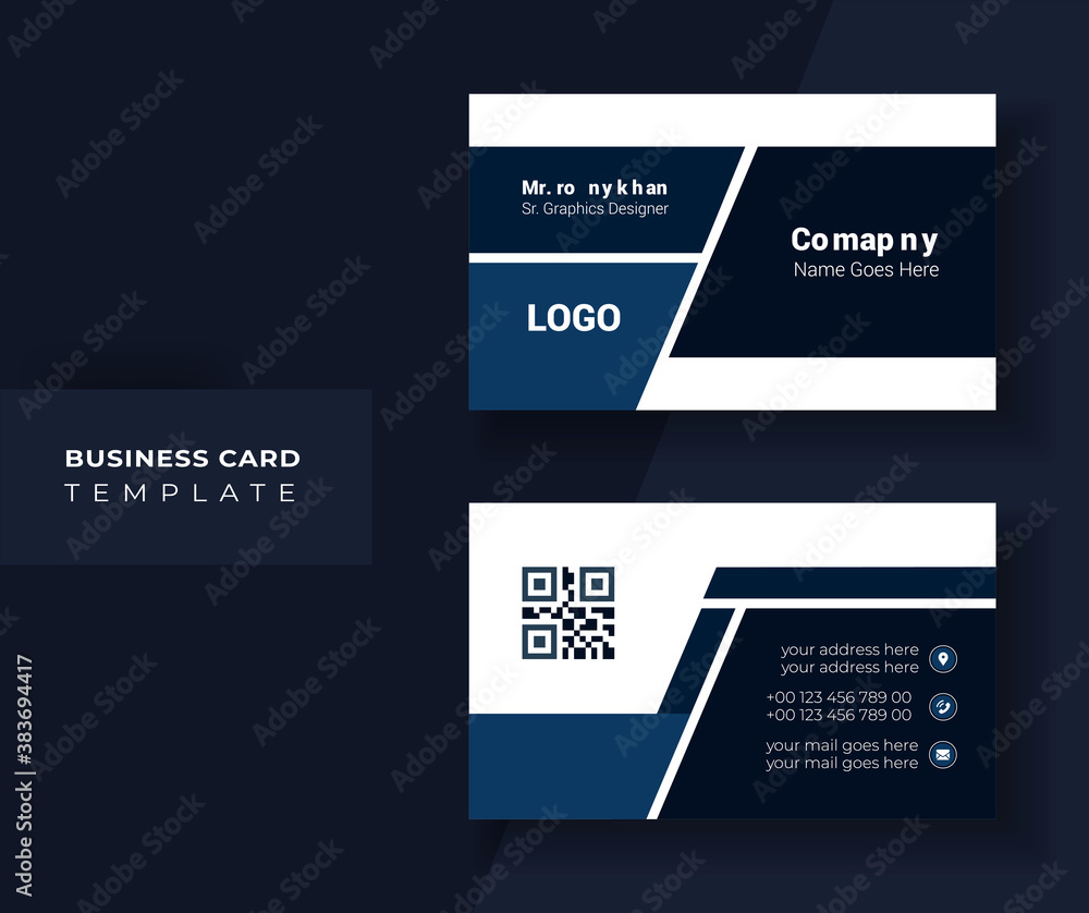Creative blue and black Business card template. Creative blue and black Business card template.