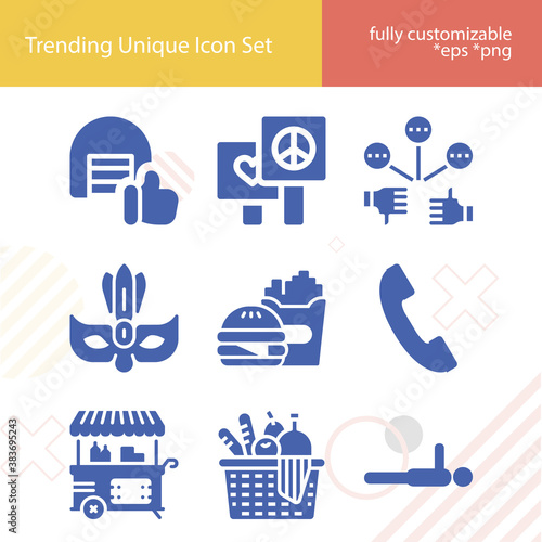 Simple set of inhibition related filled icons.