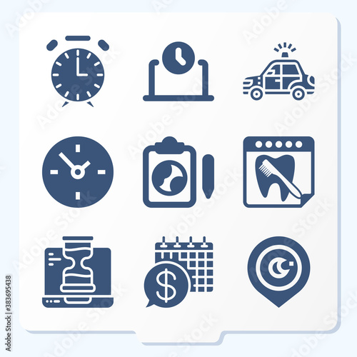 Simple set of 9 icons related to escort