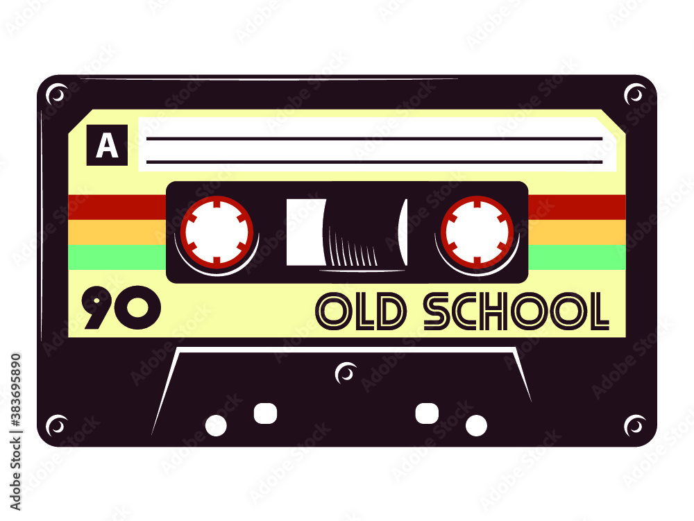 Audio cassette tape old school mixtape vector illustration isolated on  white background. Stock Vector
