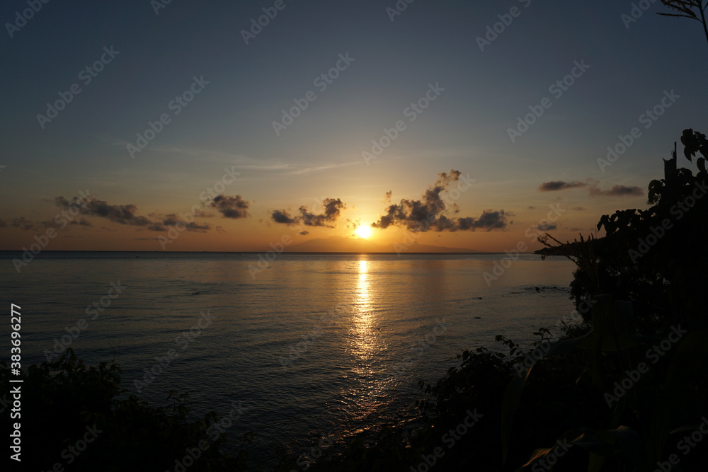 Beautiful sunrise at Amed beach Karangasem Bali Indonesia
