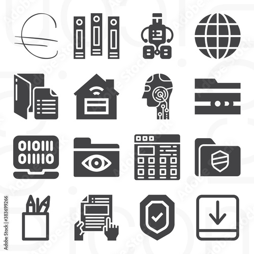 16 pack of virtual  filled web icons set
