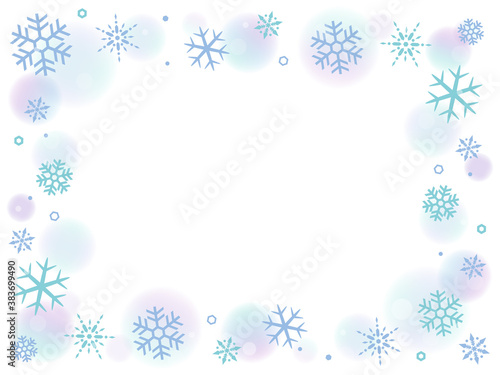 Fototapeta Naklejka Na Ścianę i Meble -  雪の結晶のフレーム背景