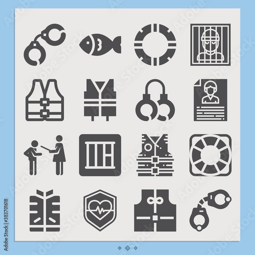 Simple set of imprisonment related filled icons.