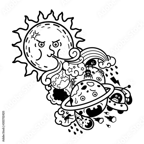 Hand drawn illustration of isolated Solar system vector
