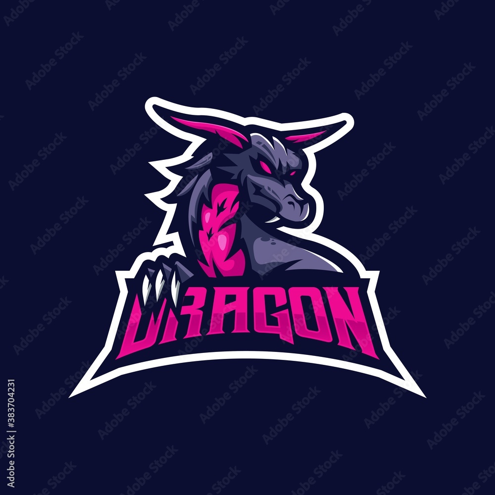 Dragon mascot logo design vector with modern illustration concept style for badge, emblem and t shirt printing. Angry Dragon illustration for e-sport team Dragon mascot logo design vector with modern illustration concept style for badge, emblem and t shirt printing. Angry Dragon illustration for e-sport team
