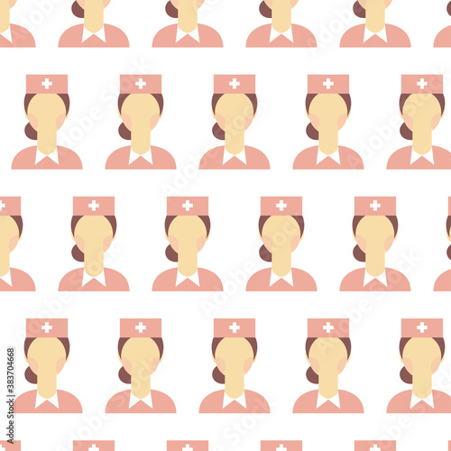 nurse icon seamless pattern, vector color illustration