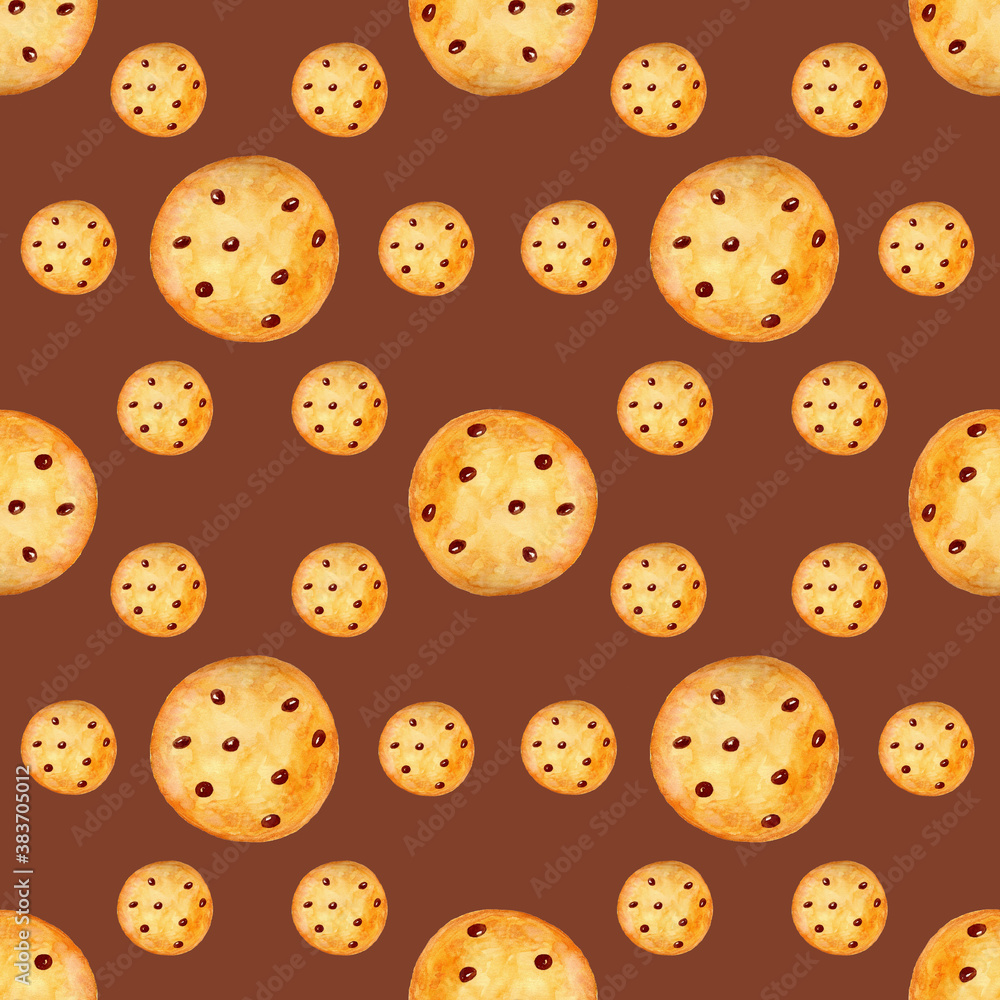 Seamless pattern with Christmas cookies on a brown background. Can be used for wrapping, wrapping fabrics, textiles, postcards. Seamless pattern with Christmas cookies on a brown background. Can be used for wrapping, wrapping fabrics, textiles, postcards.