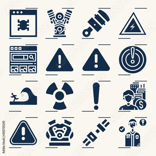 Simple set of causal agency related filled icons.