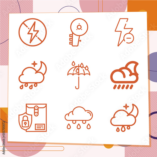 Simple set of 9 icons related to flooding