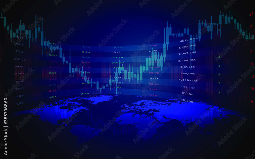 Stock market or forex trading candlestick graph in graphic design for financial investment concept