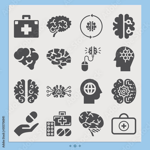 Simple set of neurology related filled icons.
