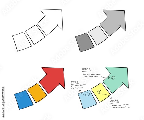 Infographic step improve set collection hand drawn sketches white isolated background