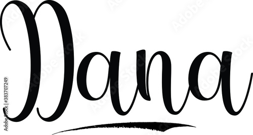 Dana Calligraphy Black Color Text 
on White Background