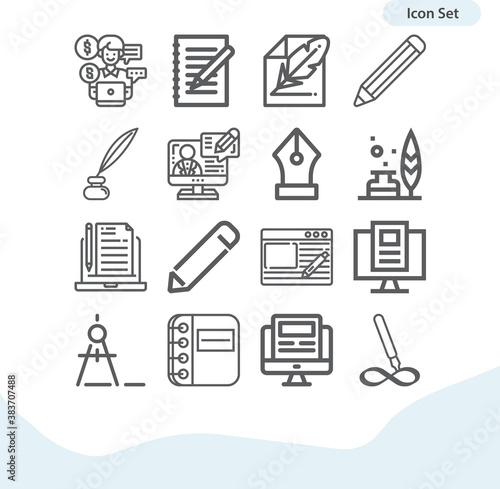 Simple set of writers related lineal icons.