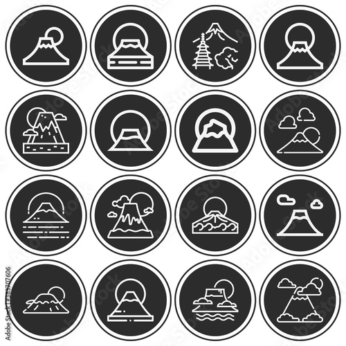 16 pack of fuji  lineal web icons set