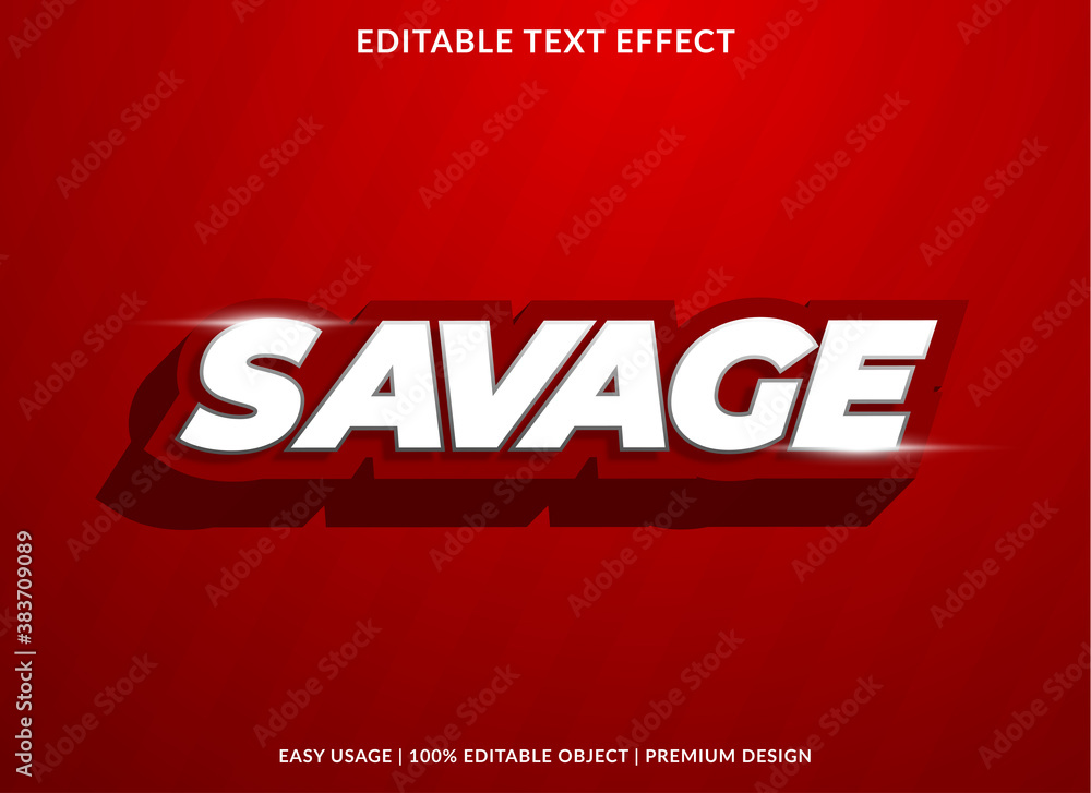savage text effect template with bold and 3d style use for business logo and brand