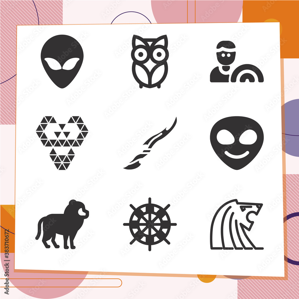 Simple set of 9 icons related to et Simple set of 9 icons related to et