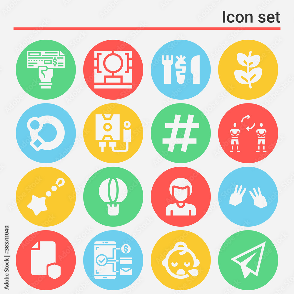 16 pack of issue  filled web icons set