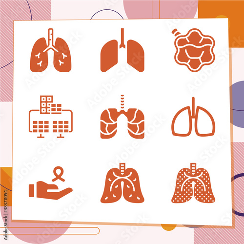Simple set of 9 icons related to carcinoma