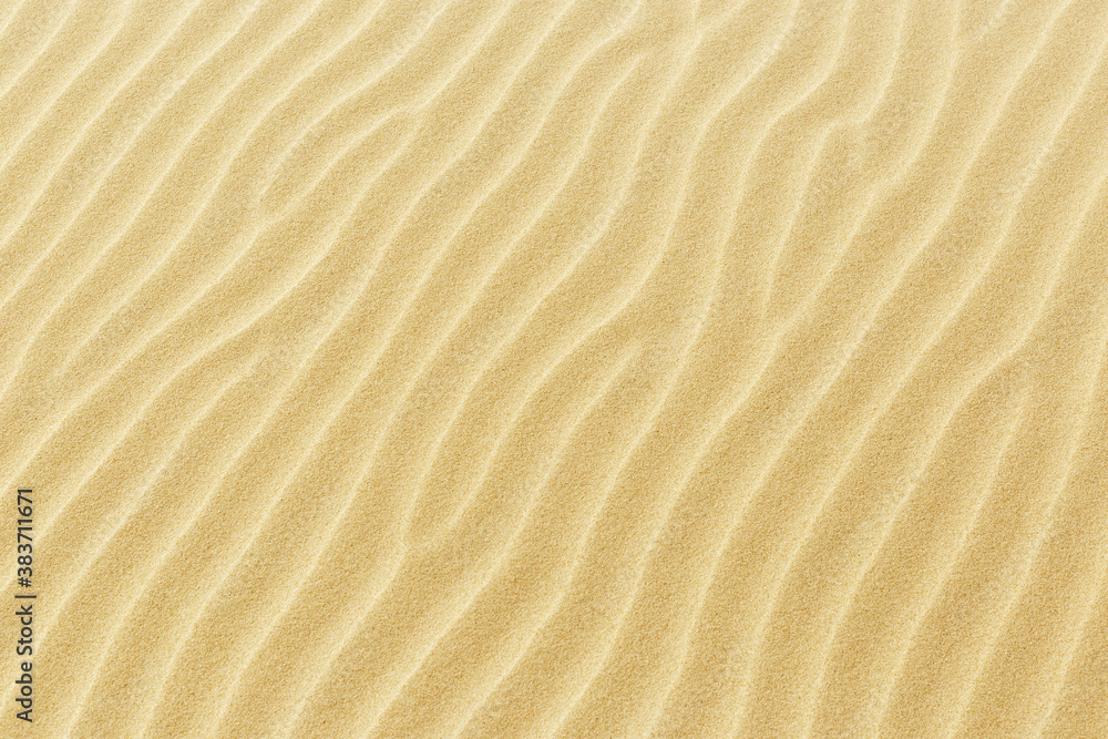 Top view on sand dunes. The texture of sand