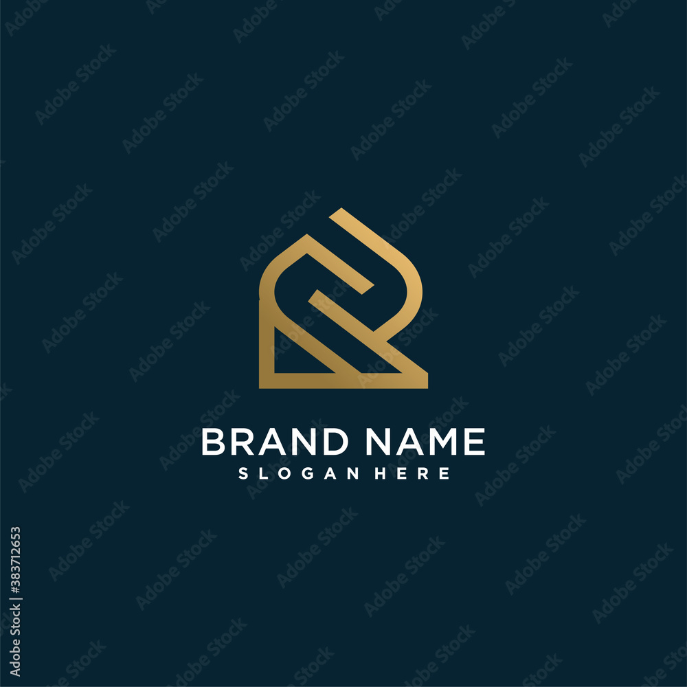 Letter logo with initial R, golden, technology, company, business, concept, Premium Vector Part 5