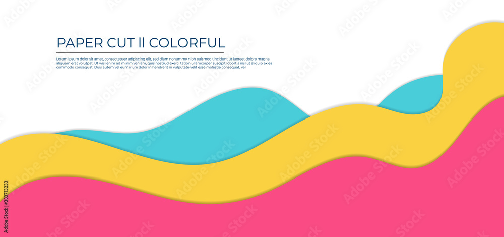 Papercut fluid wave design colorful with space. Papercut fluid wave design colorful with space.
