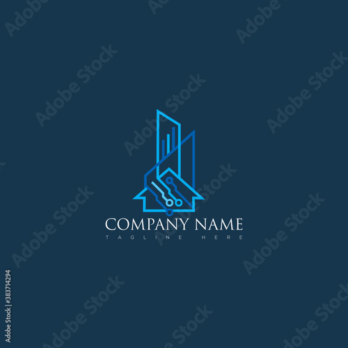 Smart House Logo vector. realestate tech logo and realestate logo design.
