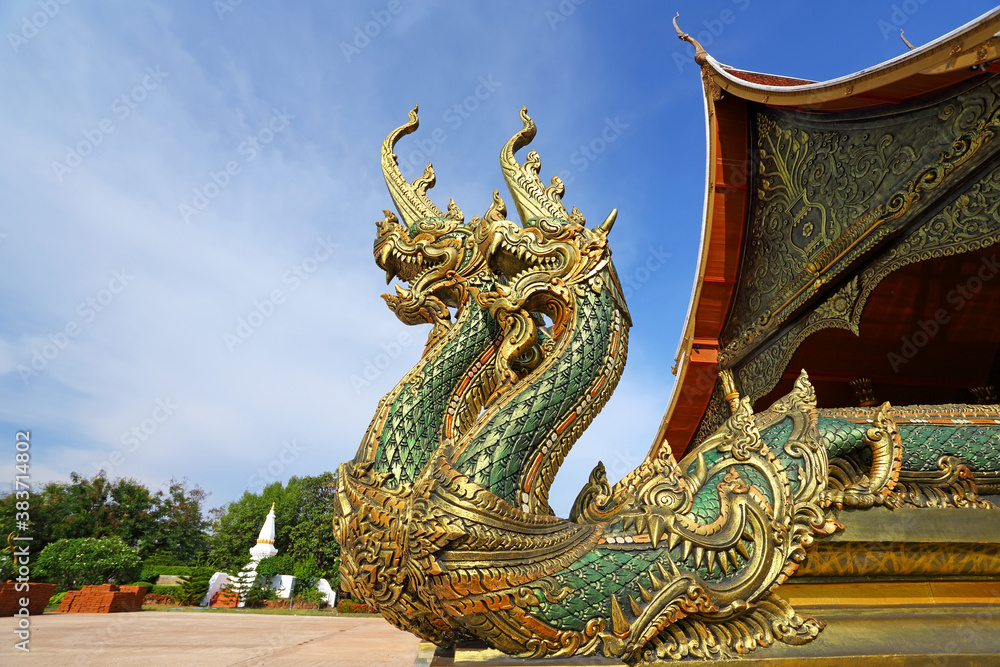 Fototapeta premium Beautiful of naga statues in Sirindhornwararam Temple (Phu Prao Temple), Ubon Ratchathani, Thailand