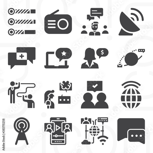 16 pack of communicative  filled web icons set