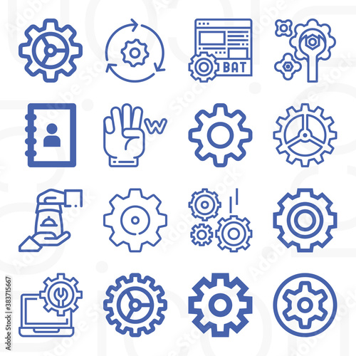 16 pack of numbered  lineal web icons set