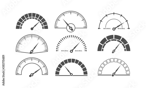 Speedometer for speed indicator set illustration vector design photo